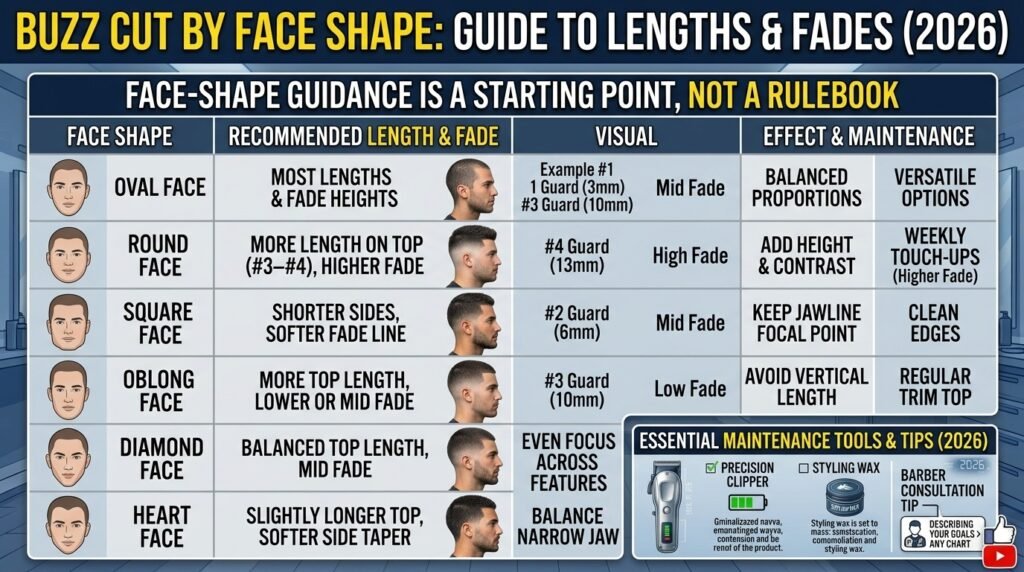 Short Buzz Cut by Face Shape