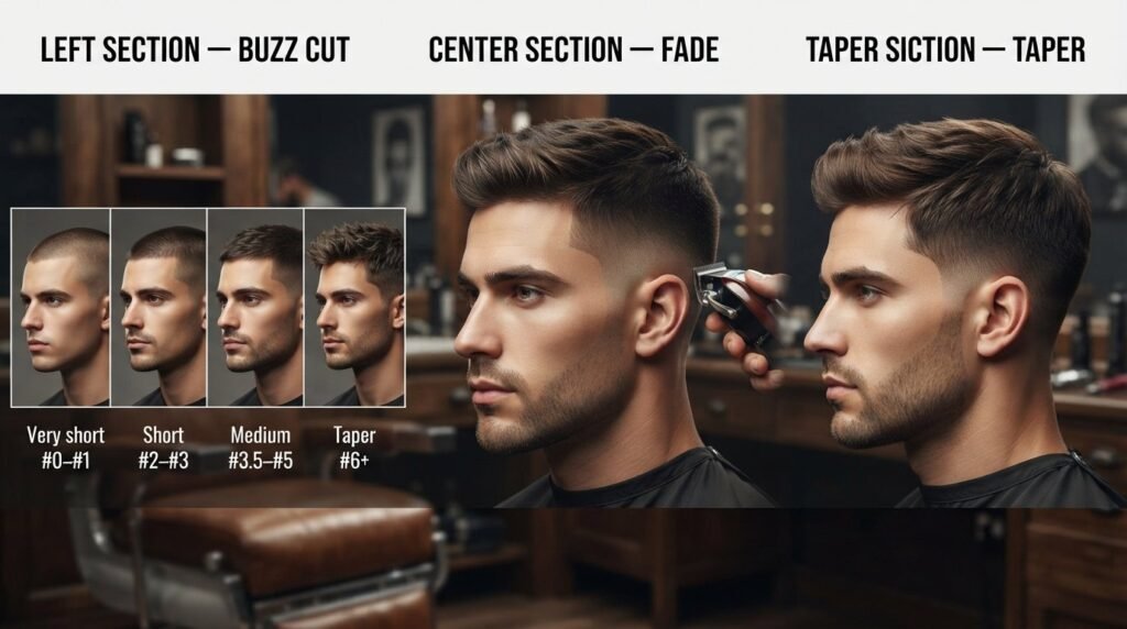 Clipper guard lengths by haircut type